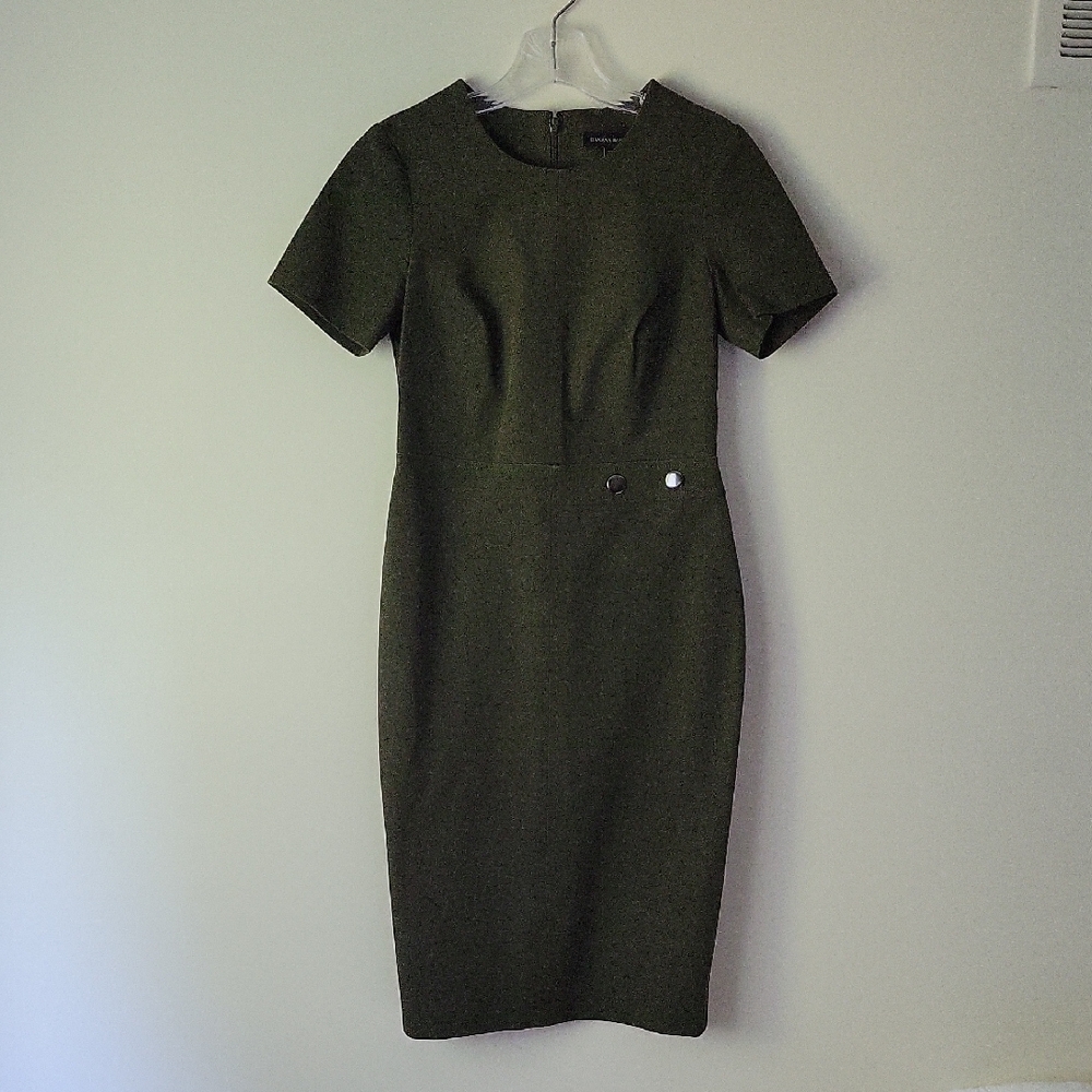 Banana Republic Women's Bi-Stretch Green Button Dress - Size 2P
